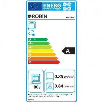 Robin RW-108 Φούρνος άνω Πάγκου 80lt χωρίς Εστίες Π59.7εκ. Μαύρος